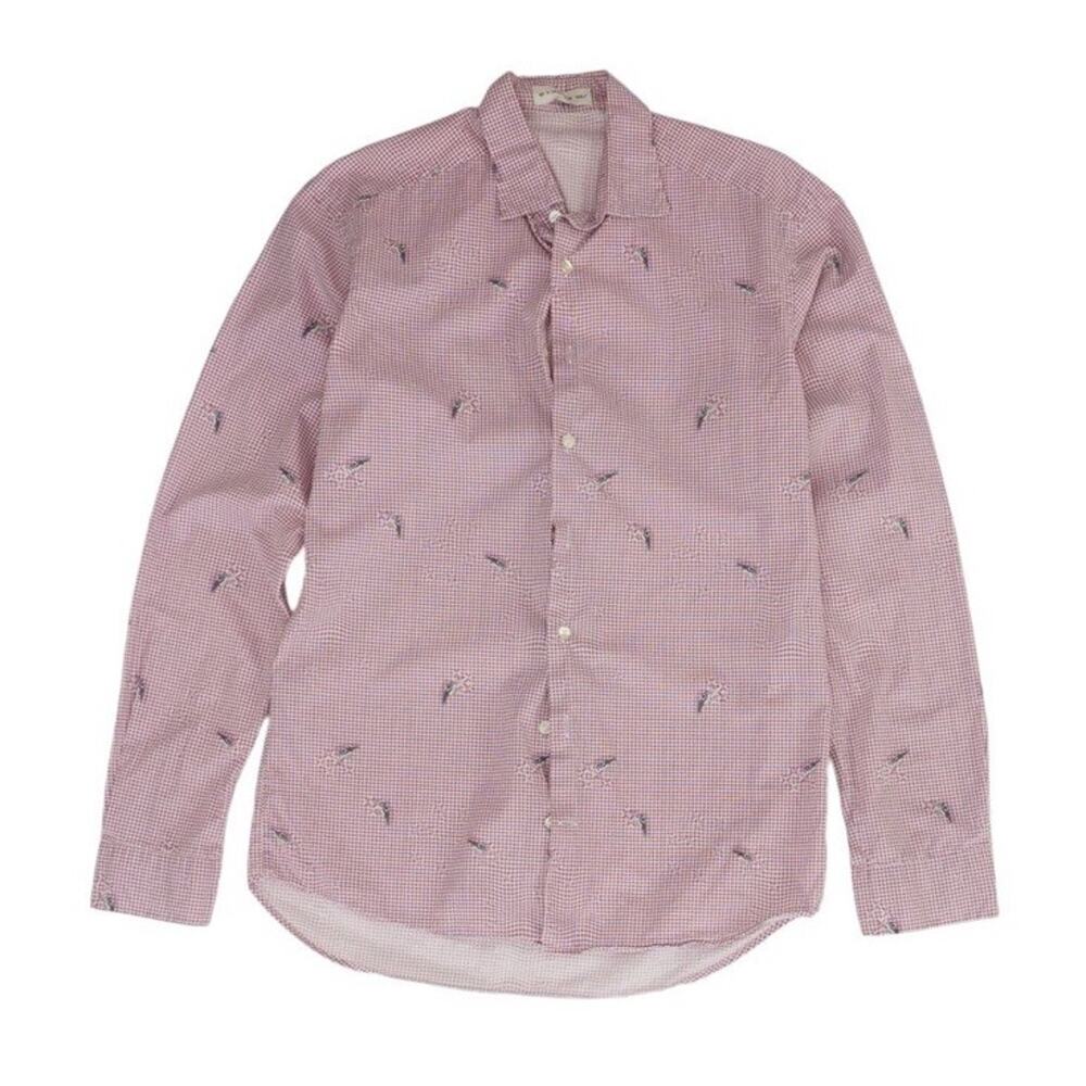 ETRO Designer Men's Shirt Milan Italy Long Sleeve Button Up Pink Size 38